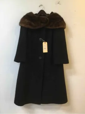 Lorell Size M/L Black/Brown Fur collar swing bottom Vintage Coat