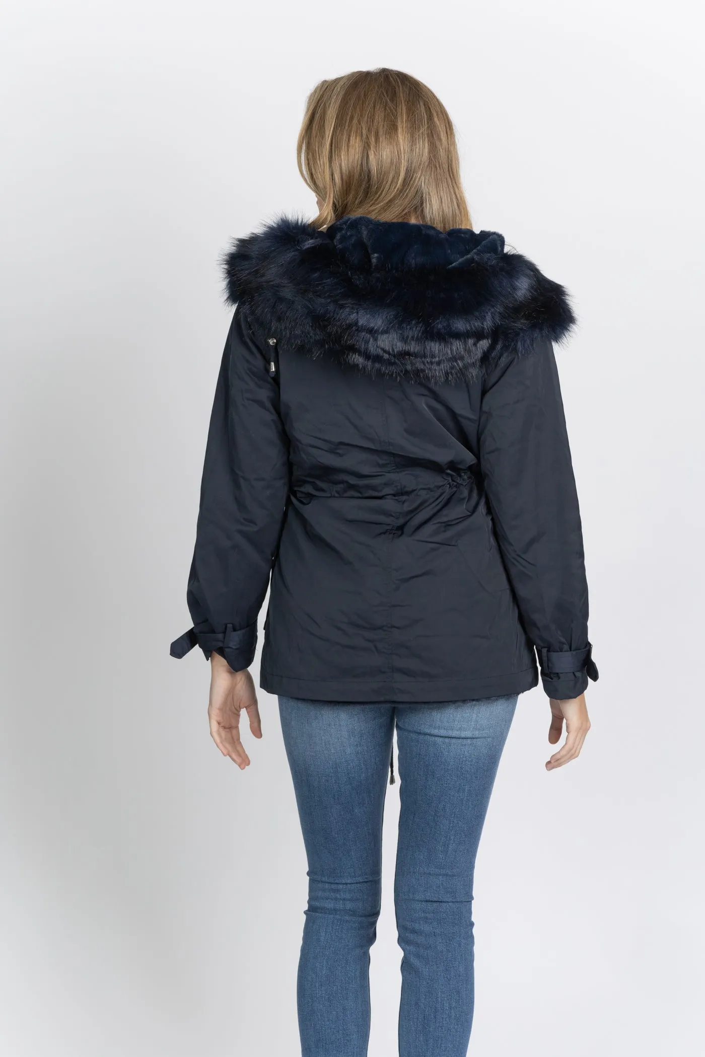 Love Token Patty Faux Fur Lined Parka Navy