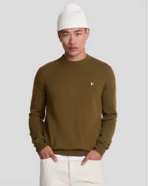 Lyle & Scott Golden Eagle Cotton/Merino Crew Neck Jumper/Olive - New AW24