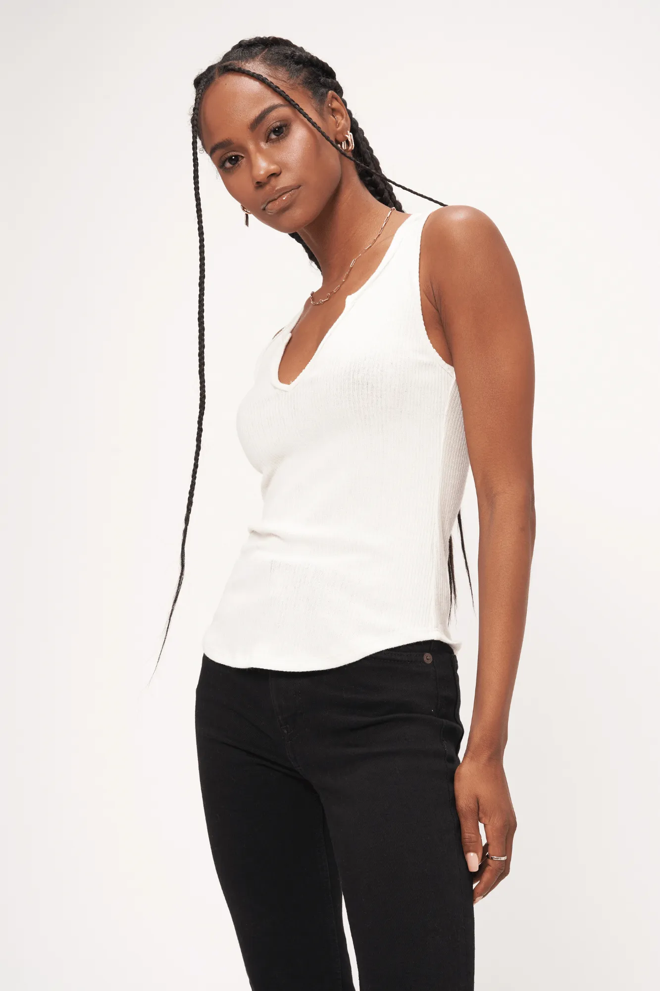 Madly Rib Notch Tank - Ivory