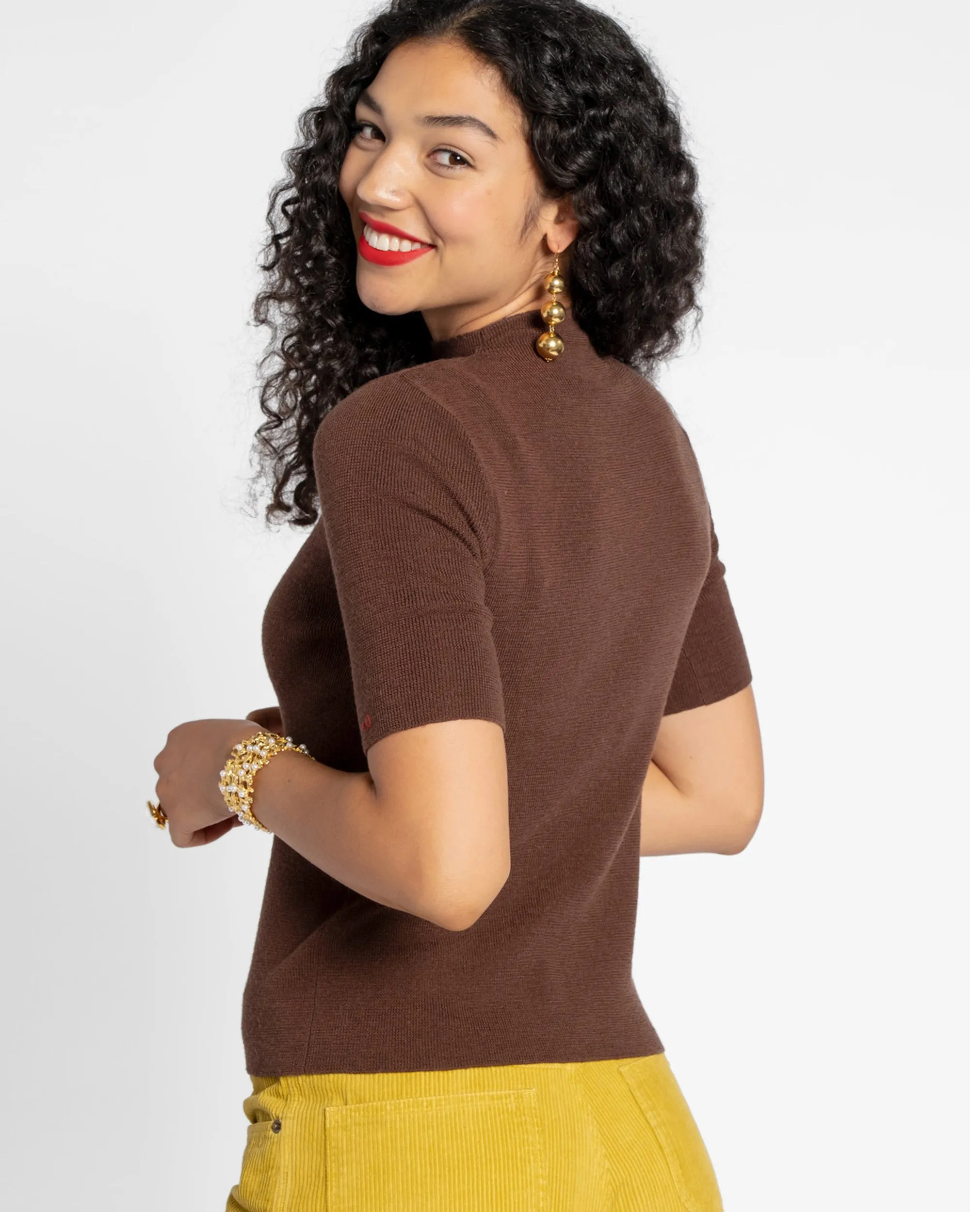 Marie Merino Mock Neck Chocolate