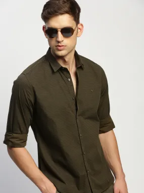 Men Green Striped Shirt