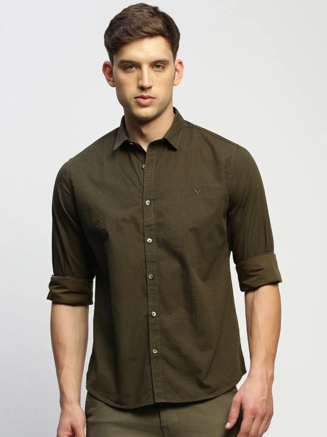 Men Green Striped Shirt