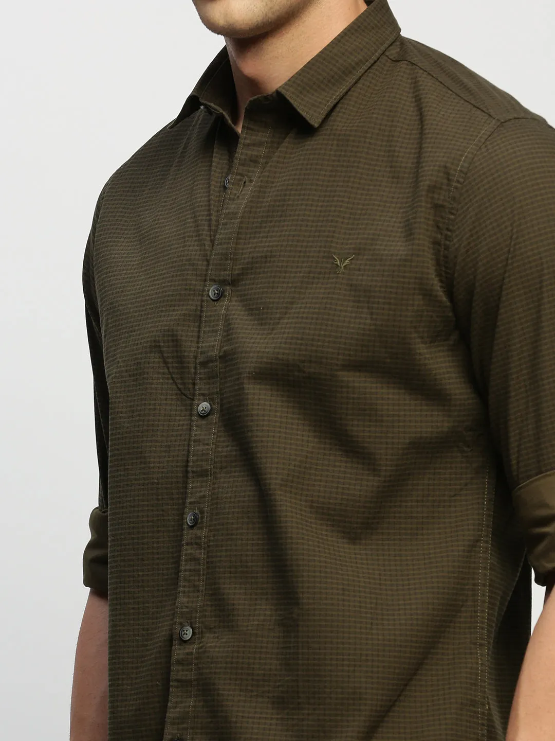 Men Green Striped Shirt