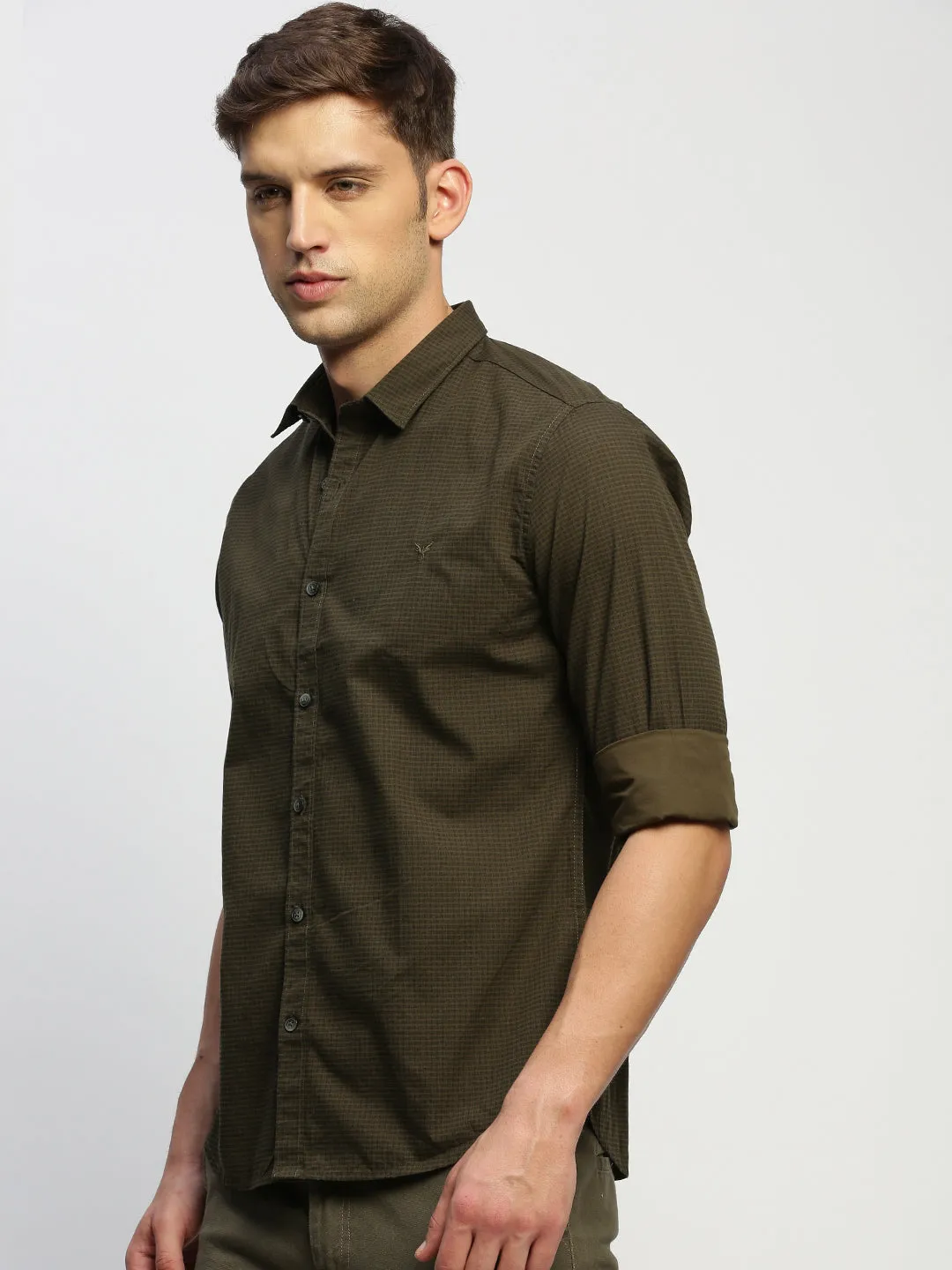 Men Green Striped Shirt