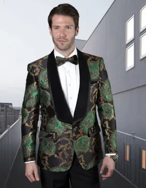 Men's Fancy Jacket with Matching Bowtie | VJ-100-Green