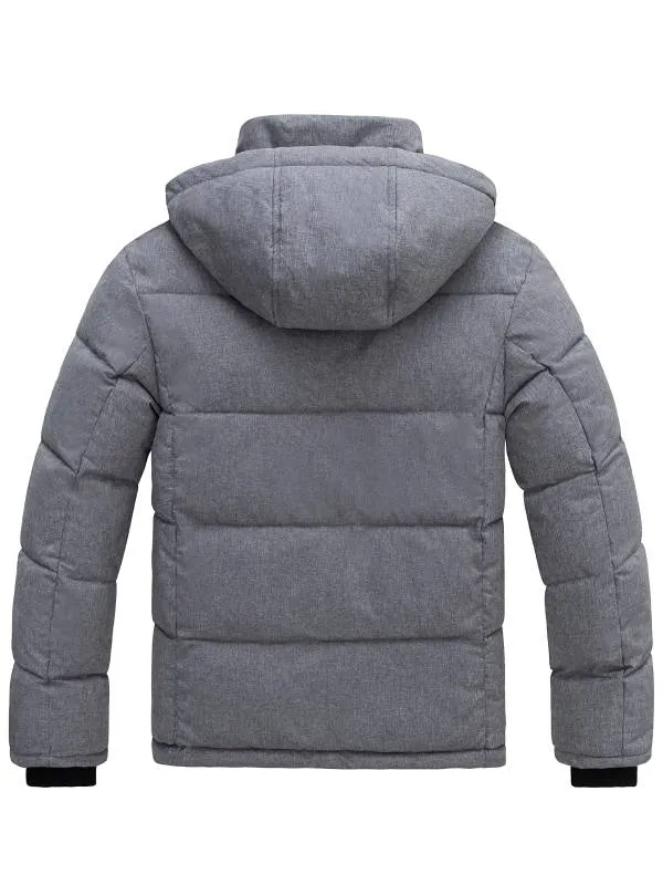 Men's Hooded Winter Coat Puffer Jacket Thicken Bubble Parka Coat Recycled Polyester Fabric