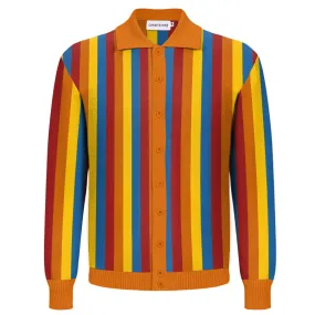 Men's multicolor striped jacquard knit cardigan