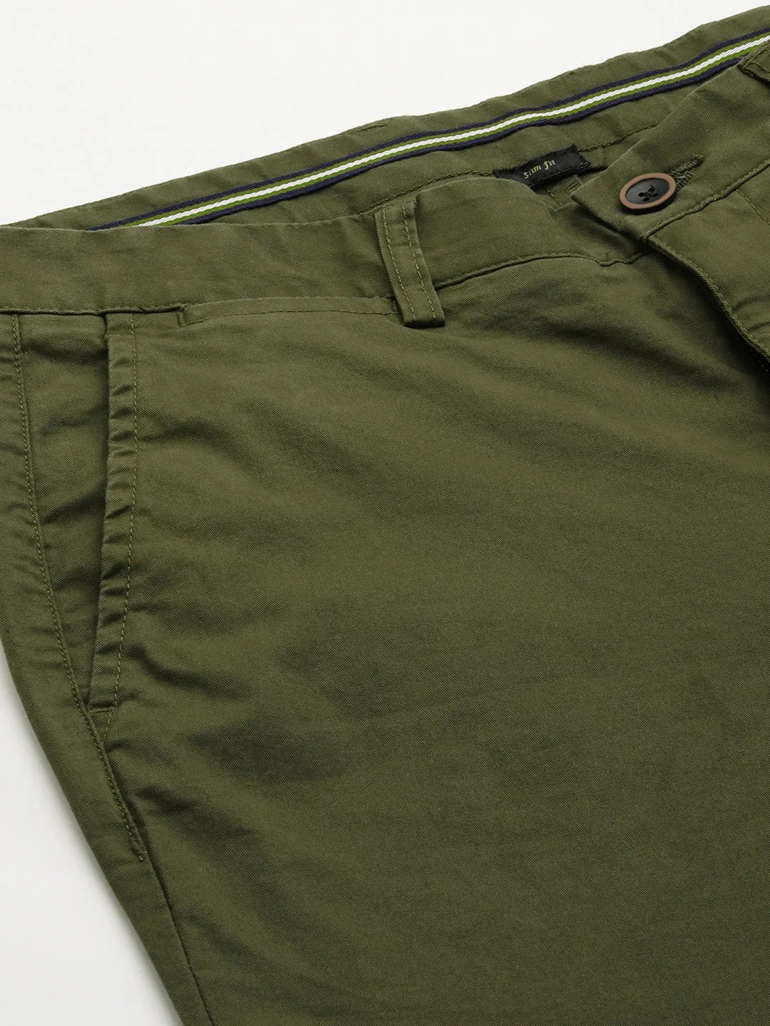 Men's Olive Cotton Lycra Regular Fit Pant