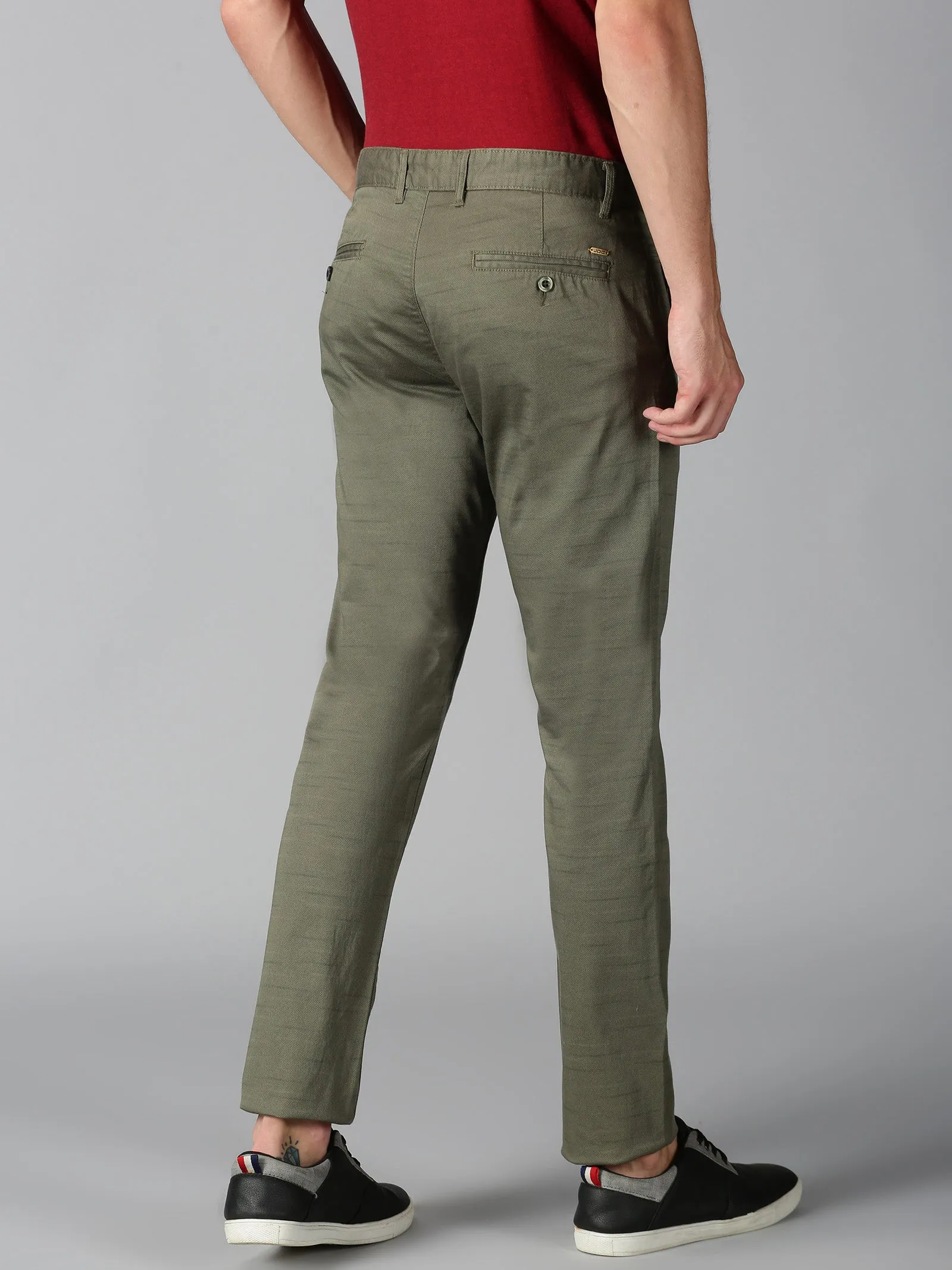 MEN'S OLIVE PRINT SLIM FIT TROUSER