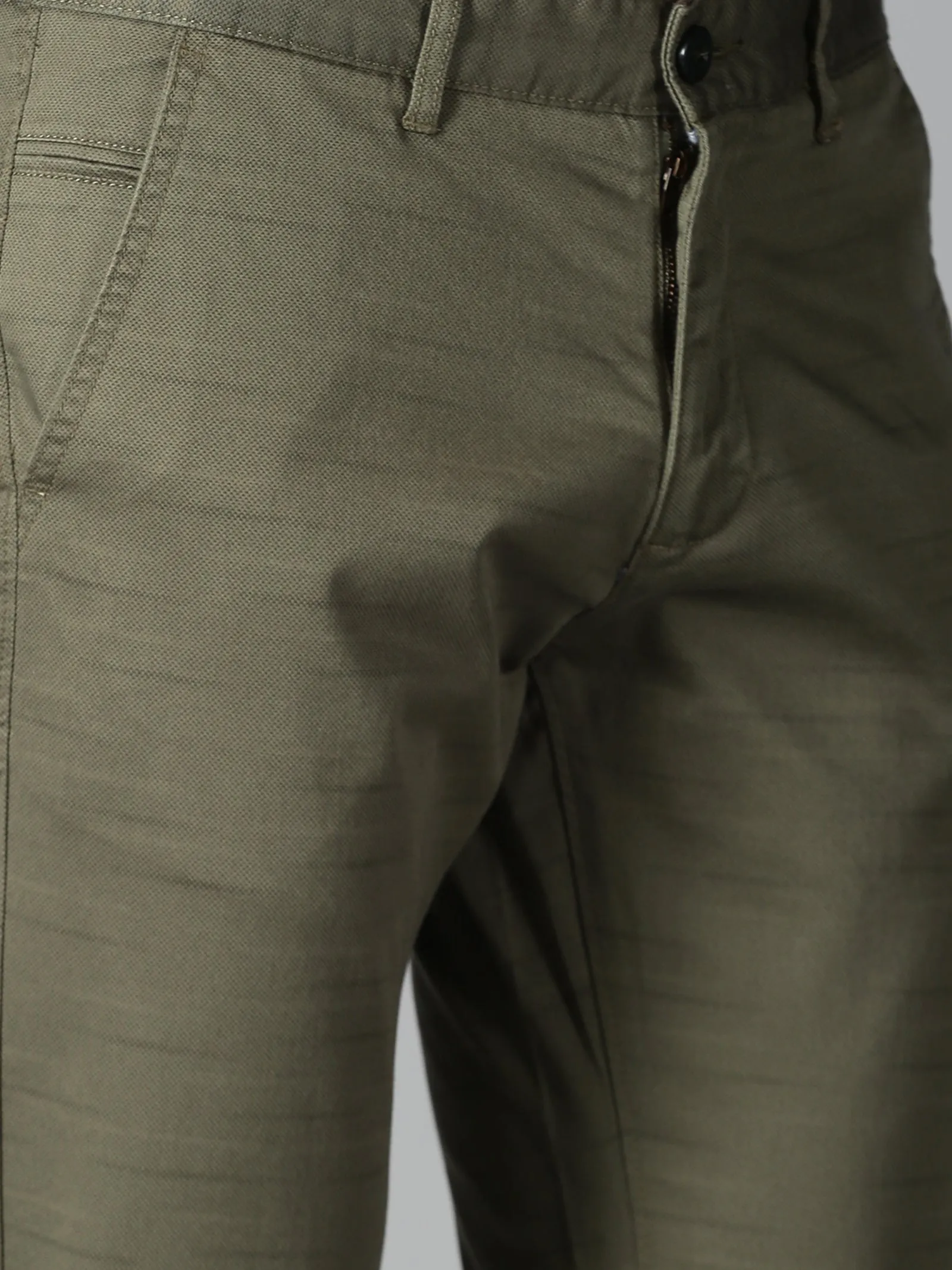 MEN'S OLIVE PRINT SLIM FIT TROUSER