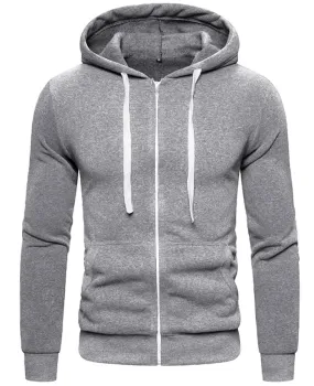 Mens Plain Fleece Zip Up Hoodie