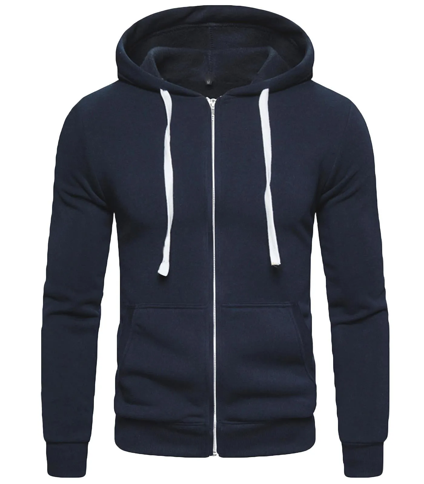 Mens Plain Fleece Zip Up Hoodie