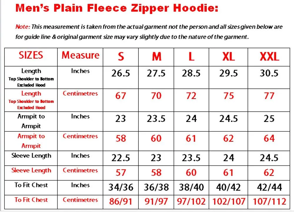 Mens Plain Fleece Zip Up Hoodie