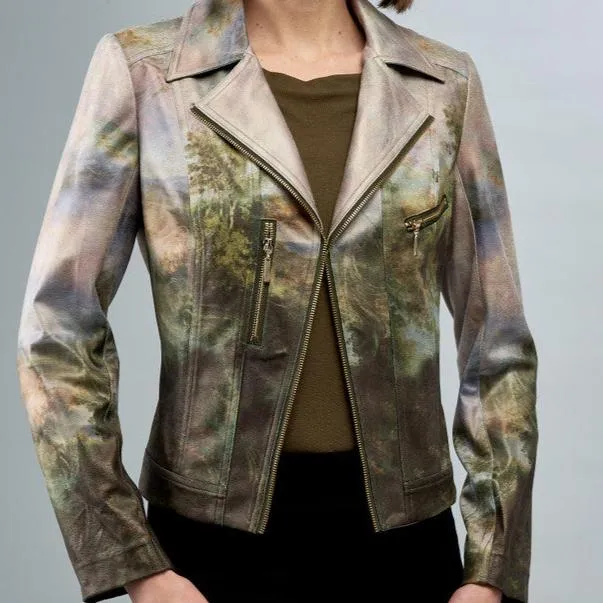 Metallic Nature Vegan Leather Jacket