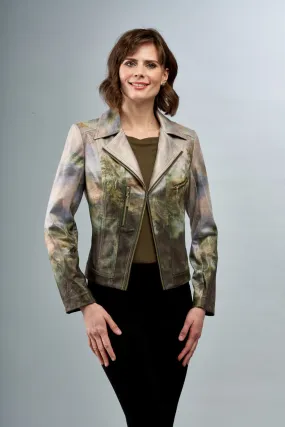 Metallic Nature Vegan Leather Jacket