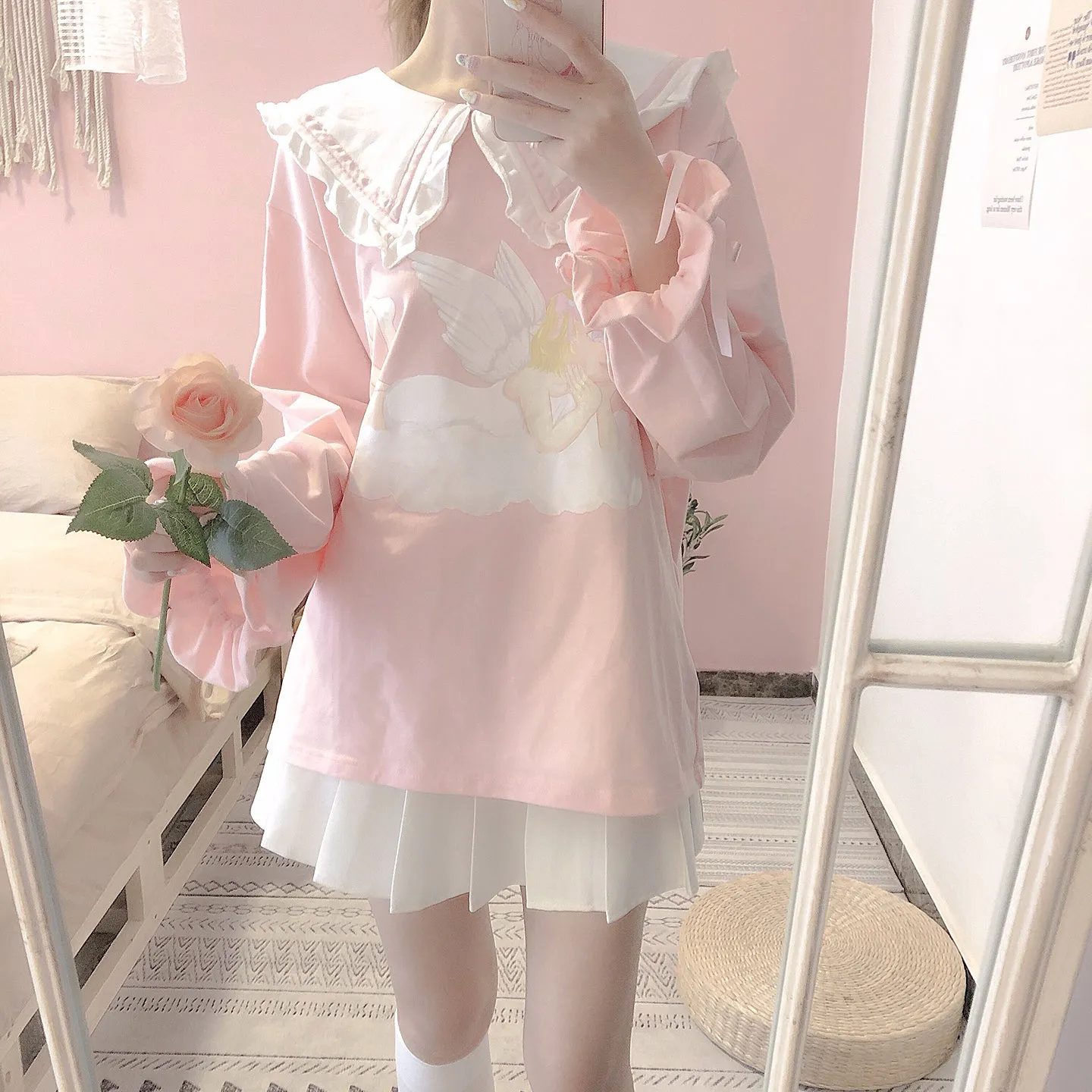 [Mid Season sale ] You are like an angel sailor babydoll hoodie dress