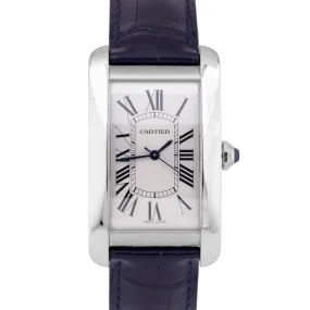 MINT Cartier Tank Americaine WSTA0018 - 3972 Silver Leather Automatic Watch BOX