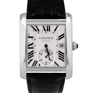 MINT Cartier Tank Mc SILVER ROMAN Automatic Leather 34mm x 24mm 3589 W5330004