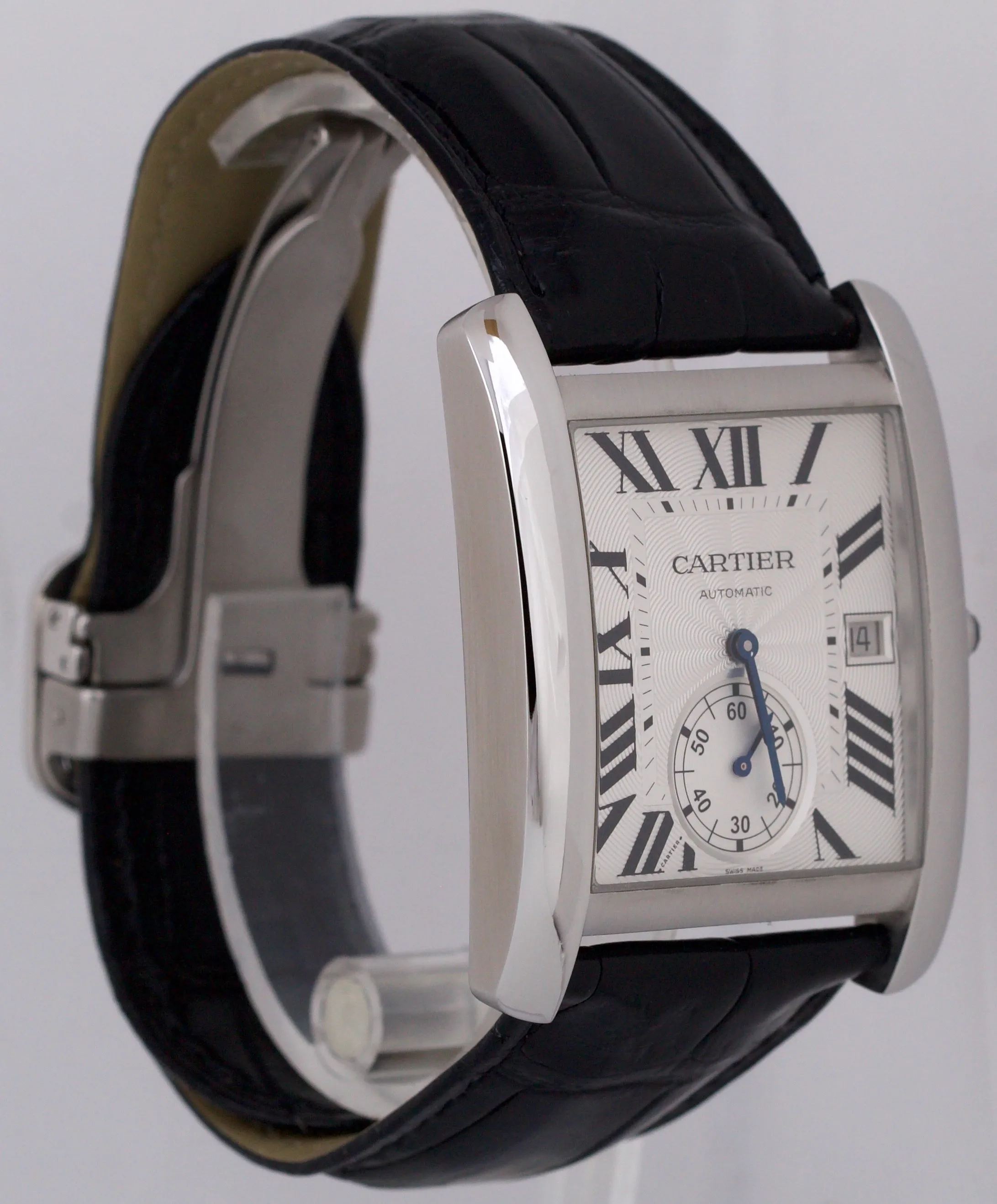 MINT Cartier Tank Mc SILVER ROMAN Automatic Leather 34mm x 24mm 3589 W5330004