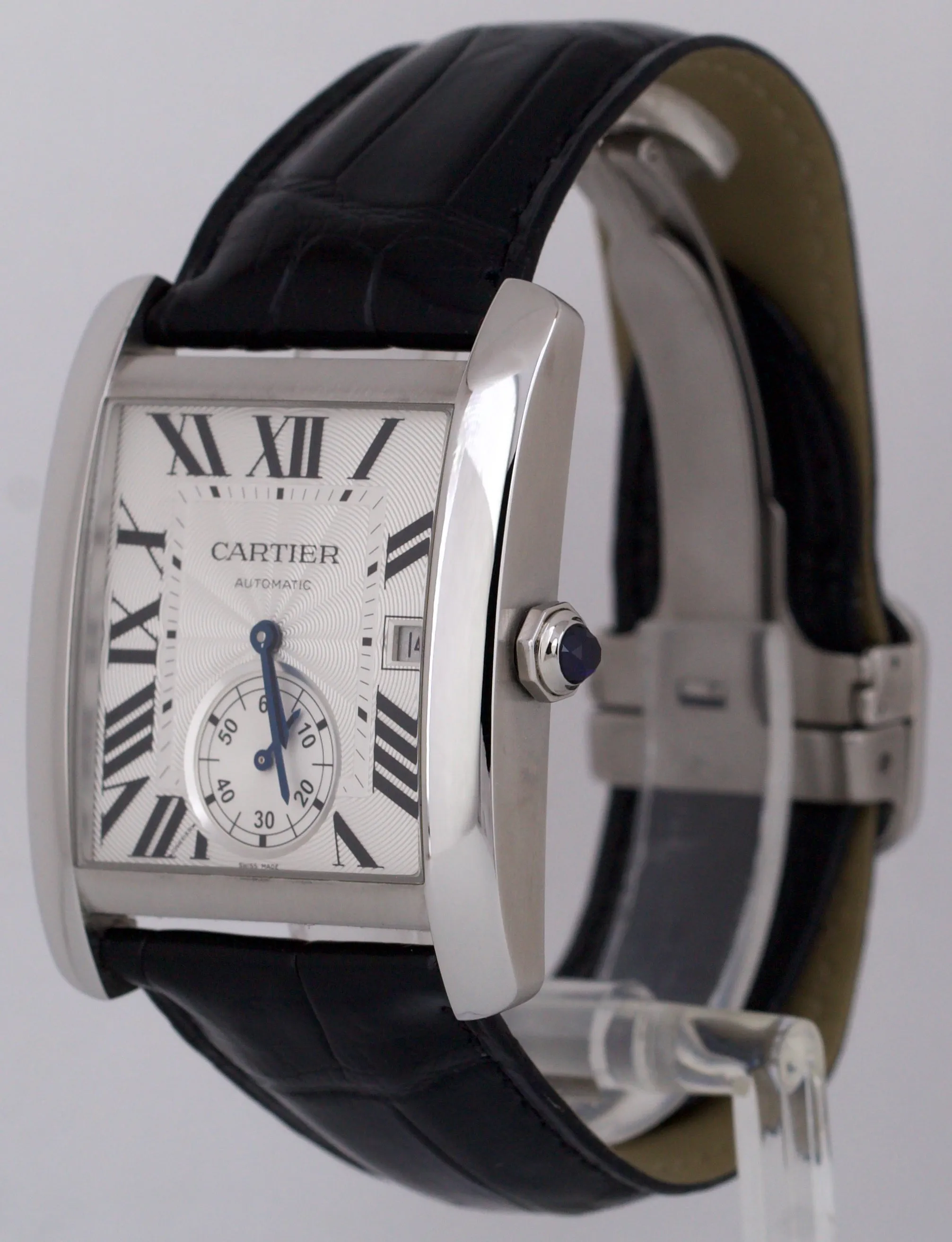 MINT Cartier Tank Mc SILVER ROMAN Automatic Leather 34mm x 24mm 3589 W5330004