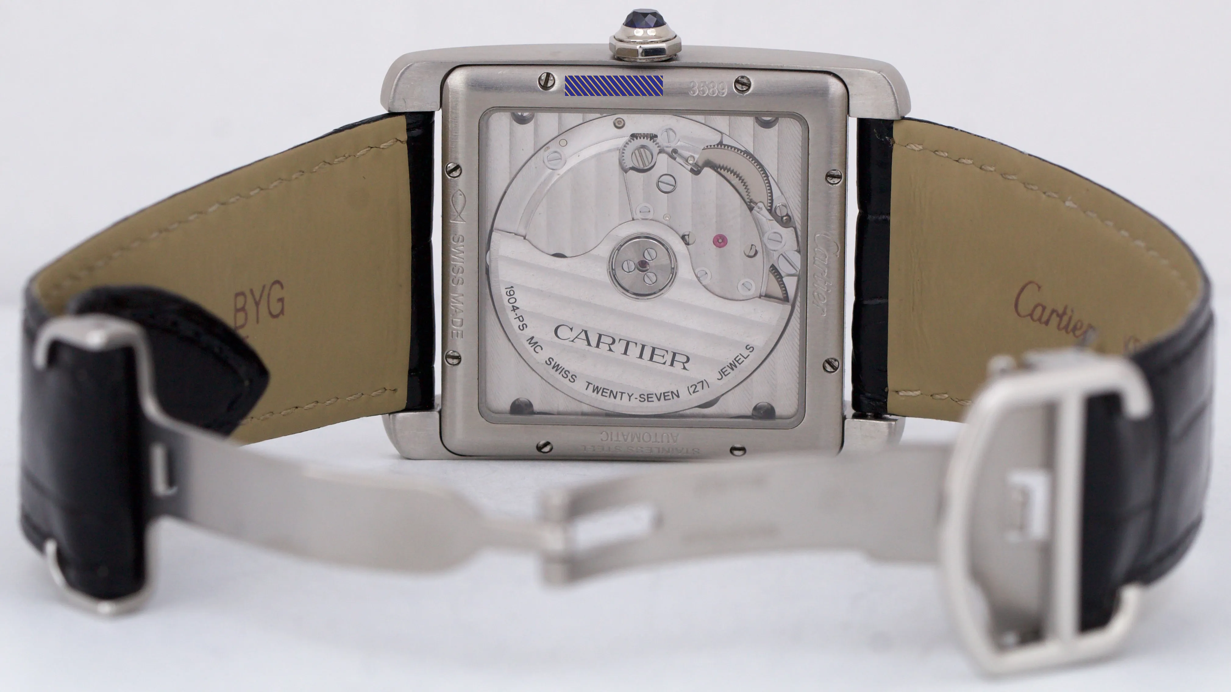 MINT Cartier Tank Mc SILVER ROMAN Automatic Leather 34mm x 24mm 3589 W5330004