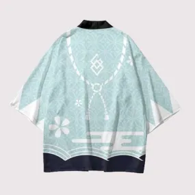 Mint Printed Kimono Cardigan