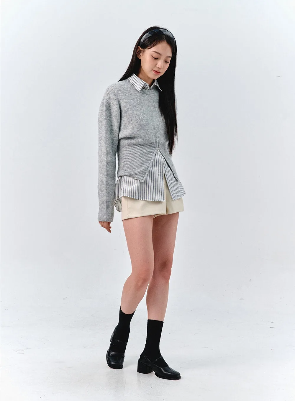 Modern Minimalist Faux Leather Shorts OO319