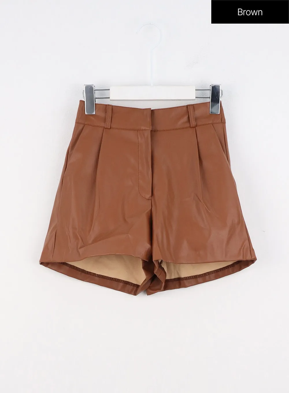 Modern Minimalist Faux Leather Shorts OO319