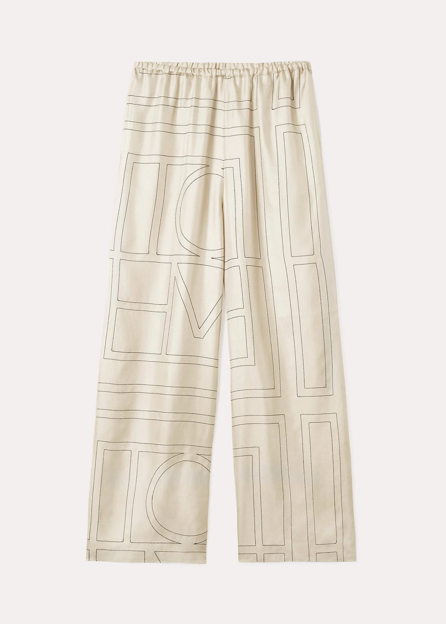 Monogram silk pj bottoms ivory