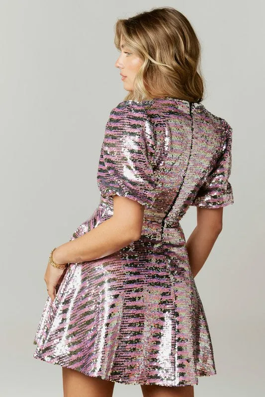 Multi Stripe Sequin Mini Dress