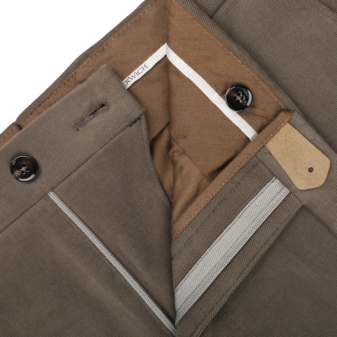 Muted Olive Cotton Moleskin Trousers