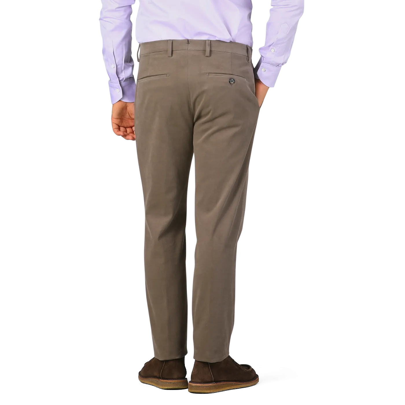 Muted Olive Cotton Moleskin Trousers