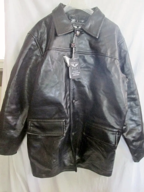 NEW NWT Mens REA REPORTAGE Faux Leather Jacket Riding Coat BLACK XXL Moto