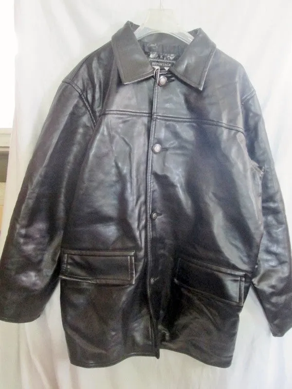 NEW NWT Mens REA REPORTAGE Faux Leather Jacket Riding Coat BLACK XXL Moto