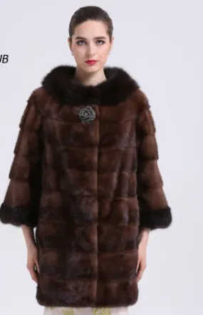 New Women Brand Winter Luxurious Real Whole Skin Mink Fur Coat Thick Warm Of Sable Long Jacket