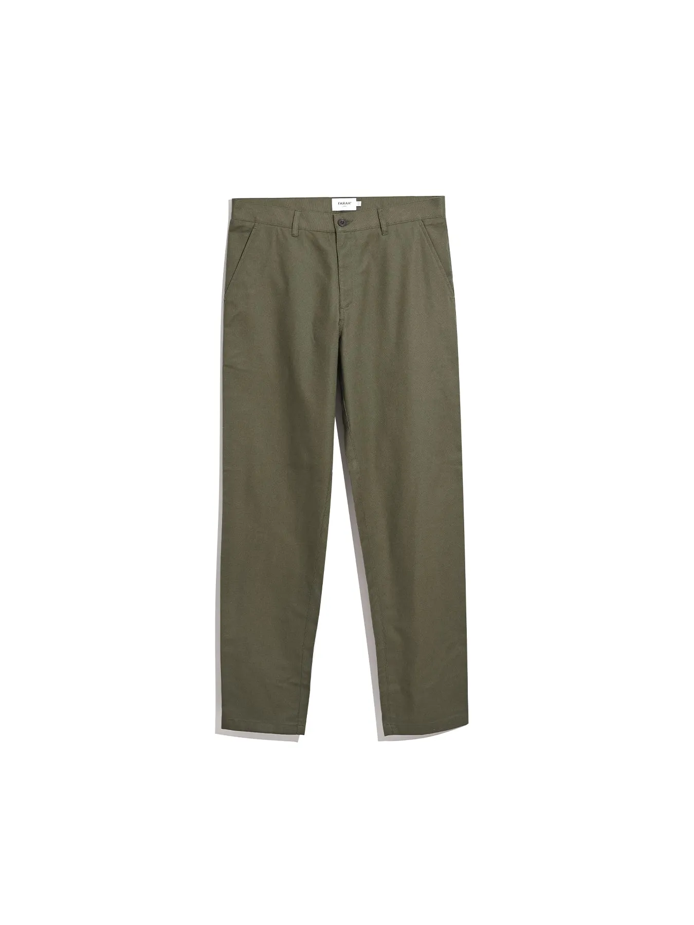 Norwood Regular Fit Cotton Hopsack Trousers In Olive Green