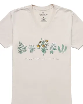 Numbered Botanical Graphic V-Neck T-Shirt | S