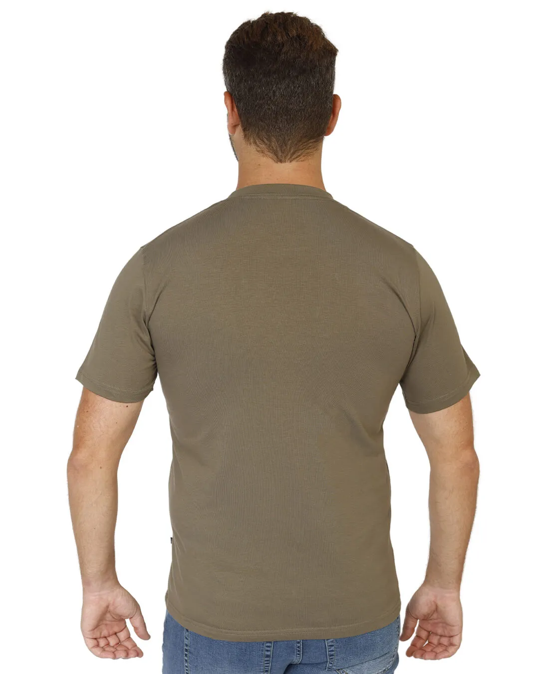 Olive Green Cotton Crew Neck T-Shirt