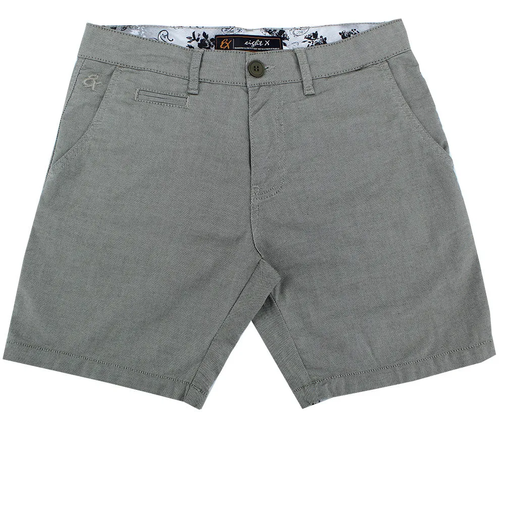 Olive Green Slim Fit Textured Shorts