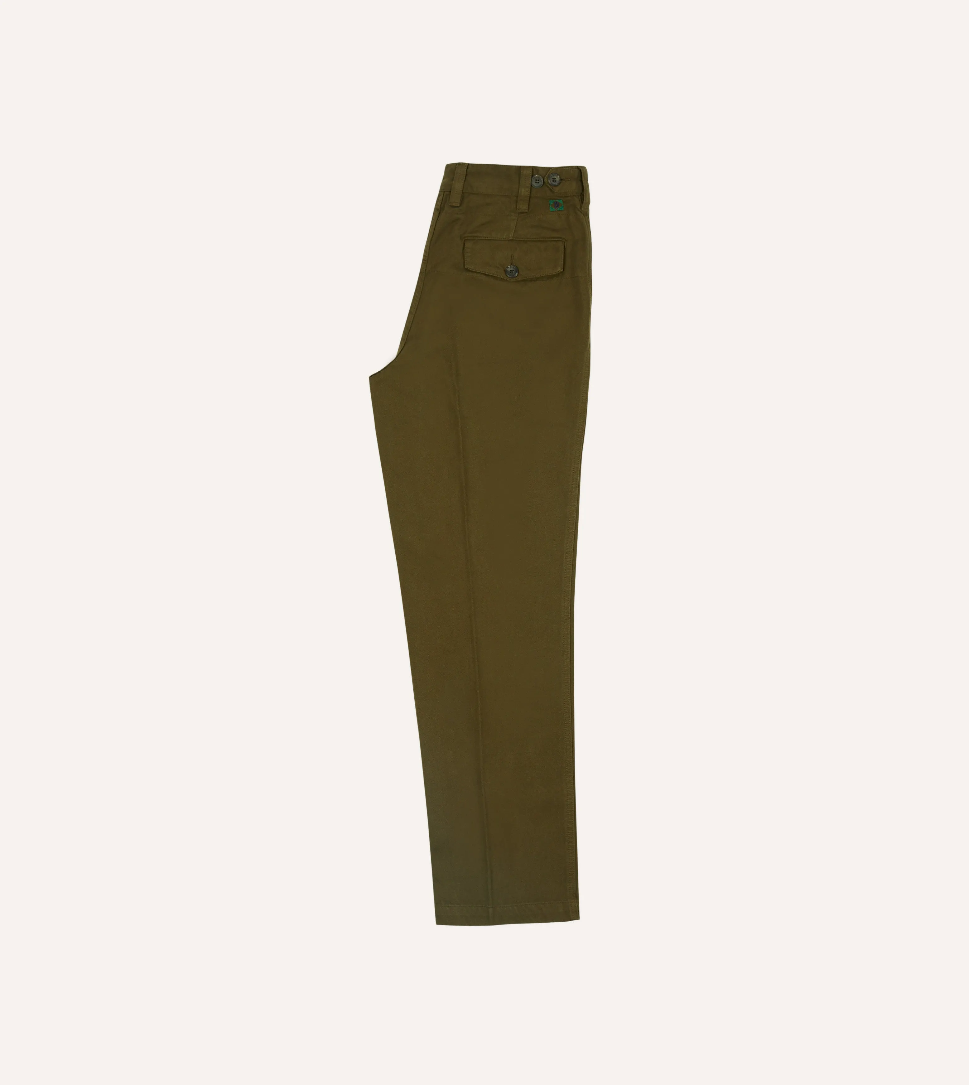 Olive Textured Cotton Flat Front Chino