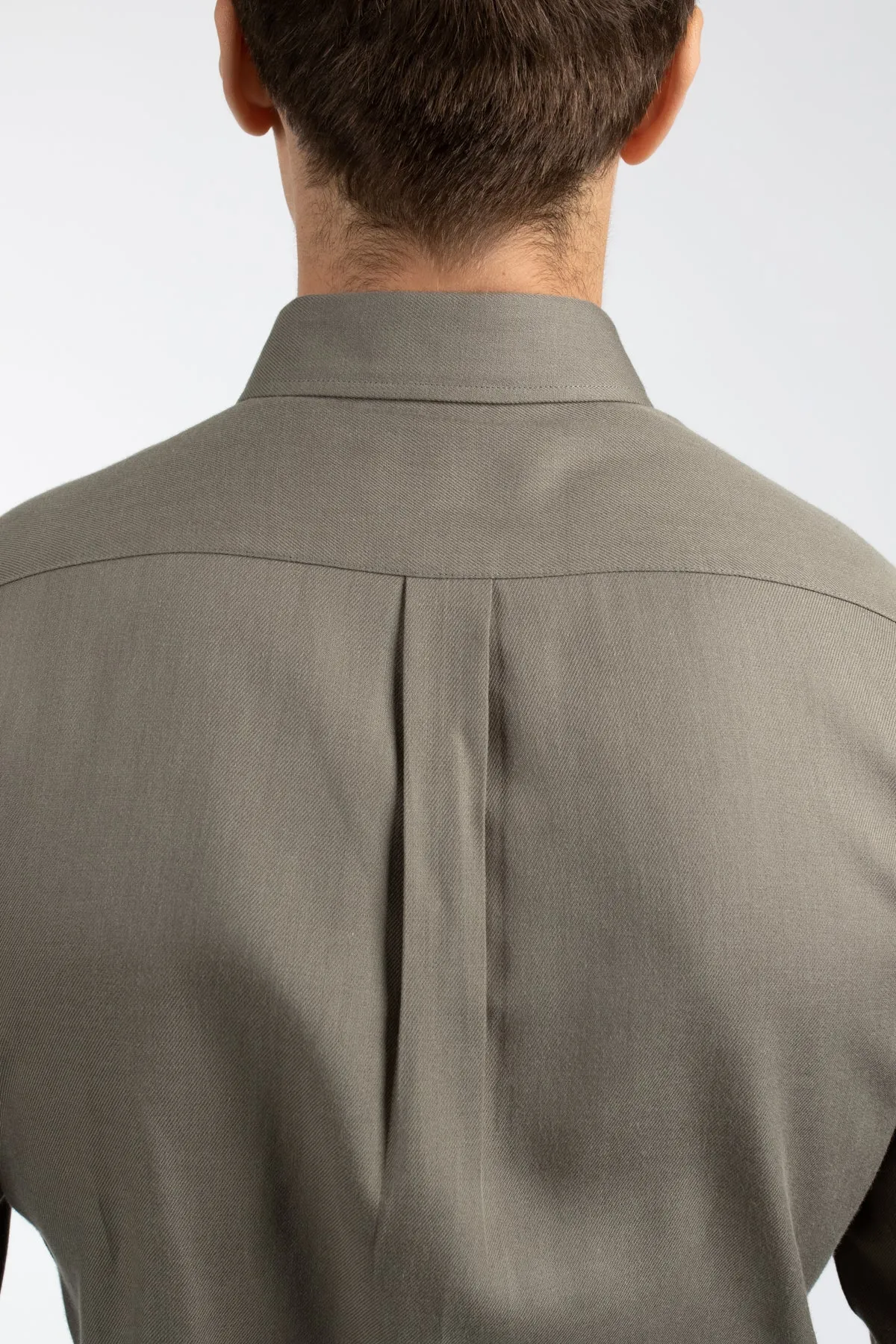 Olive Twill Cotton Tencel Shirt