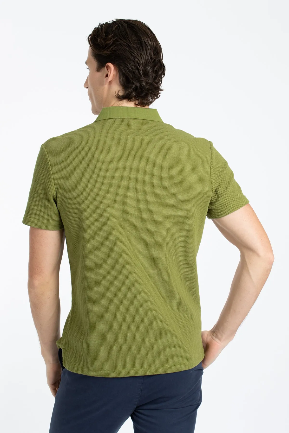 Olive Waffle Polo Shirt