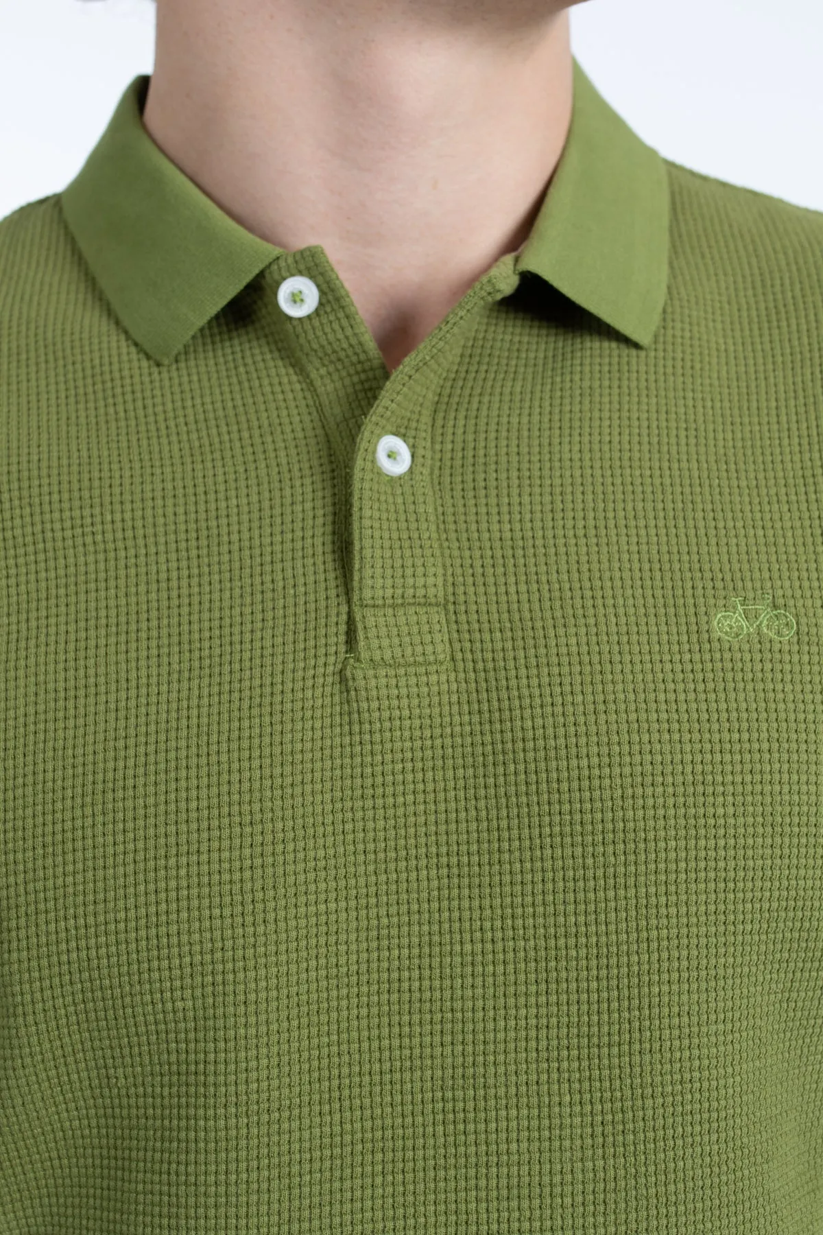 Olive Waffle Polo Shirt