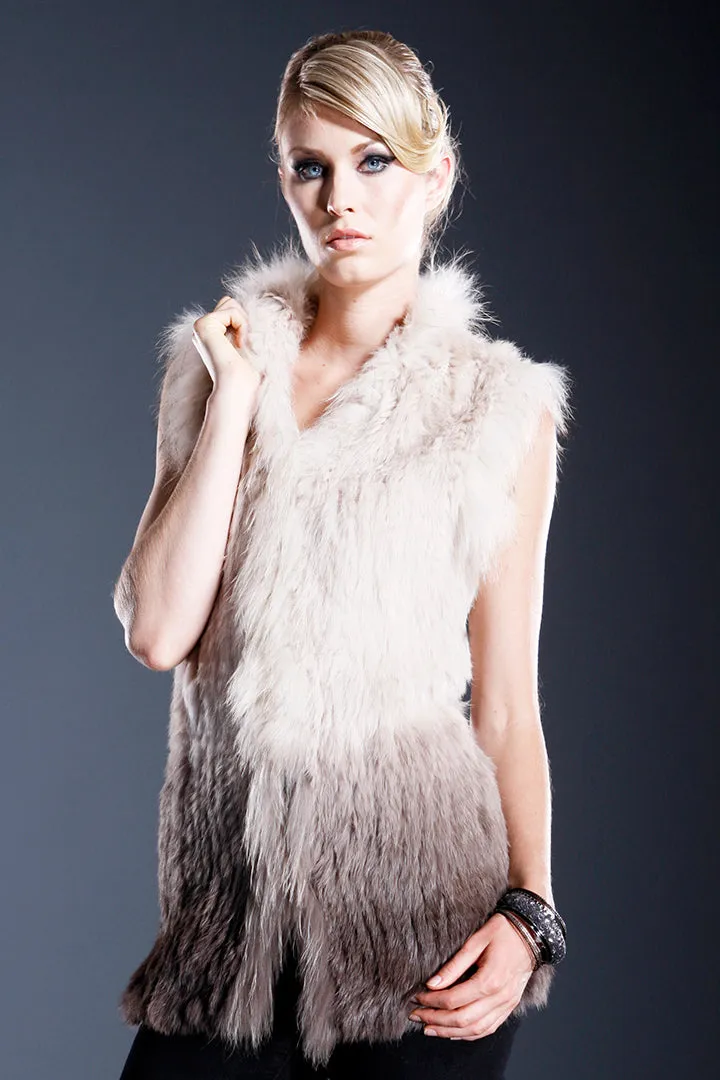 Ombre Raccoon & Rabbit Fur Vest