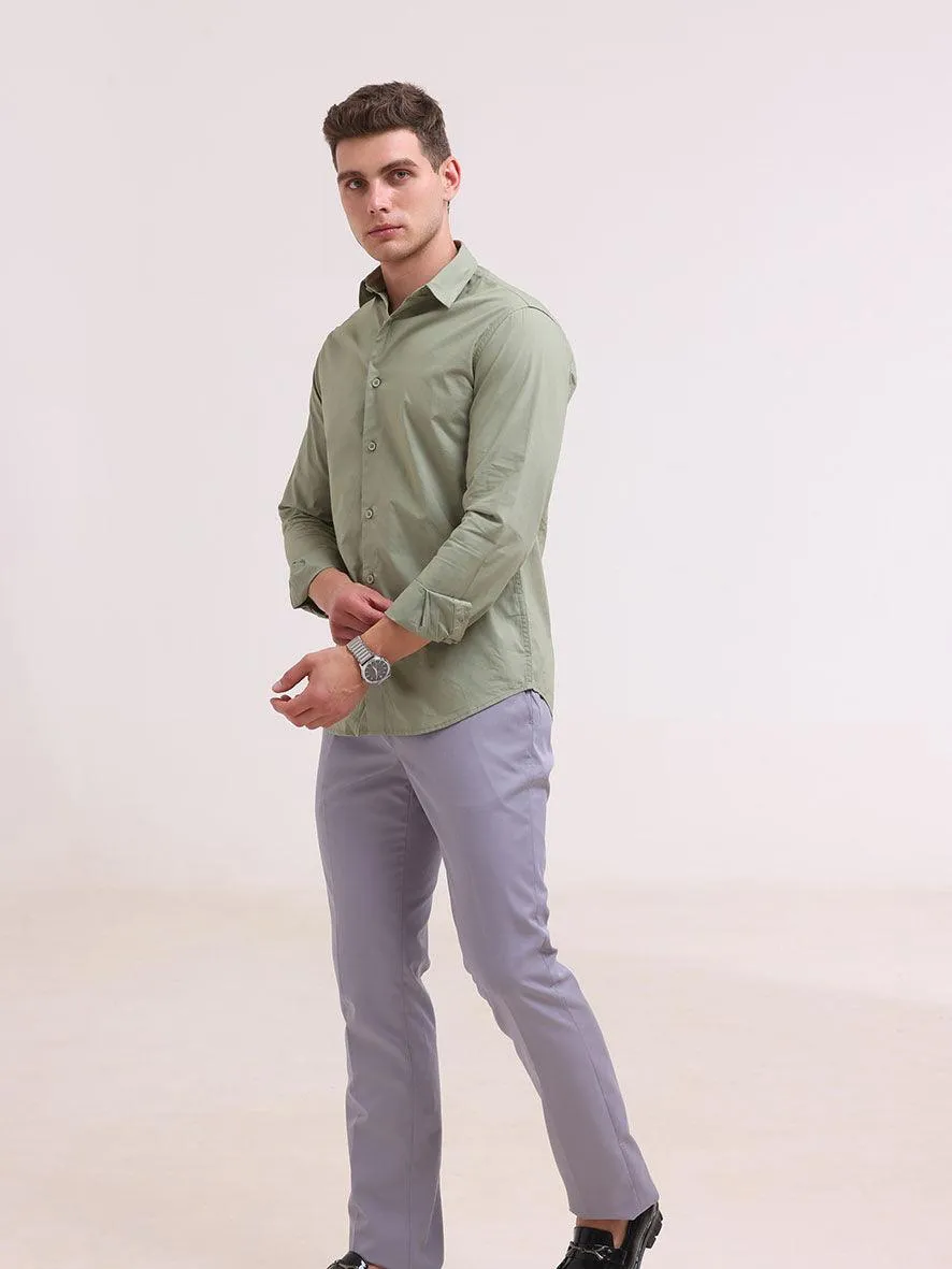 Orchida Plain Full Sleeve Poplin Shirt Olive