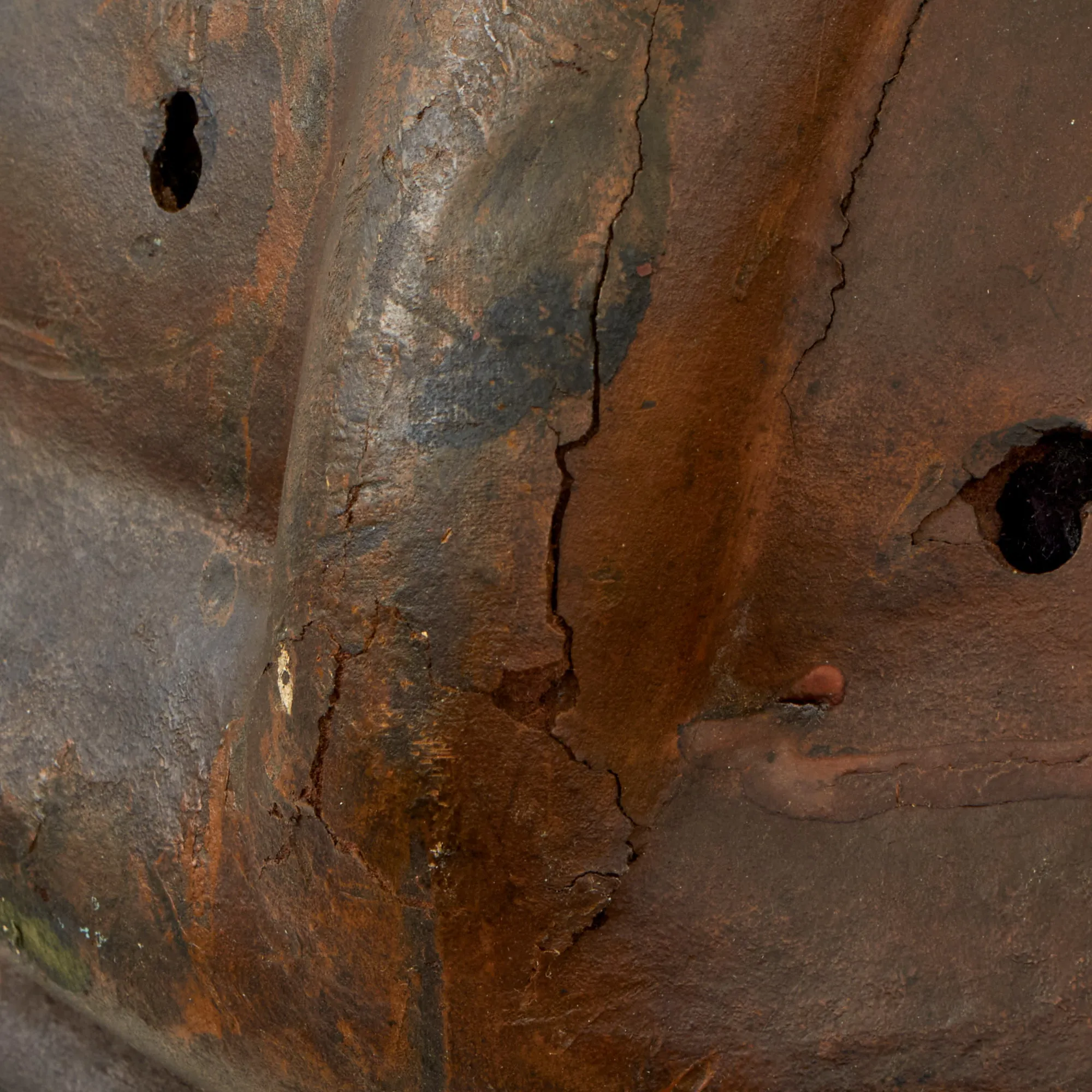 Original Imperial German WWI Panzer Tanker Lederschutzhelm Leather Crash Helmet with Neck Guard - Formerly Part of the A.A.F. Tank Museum