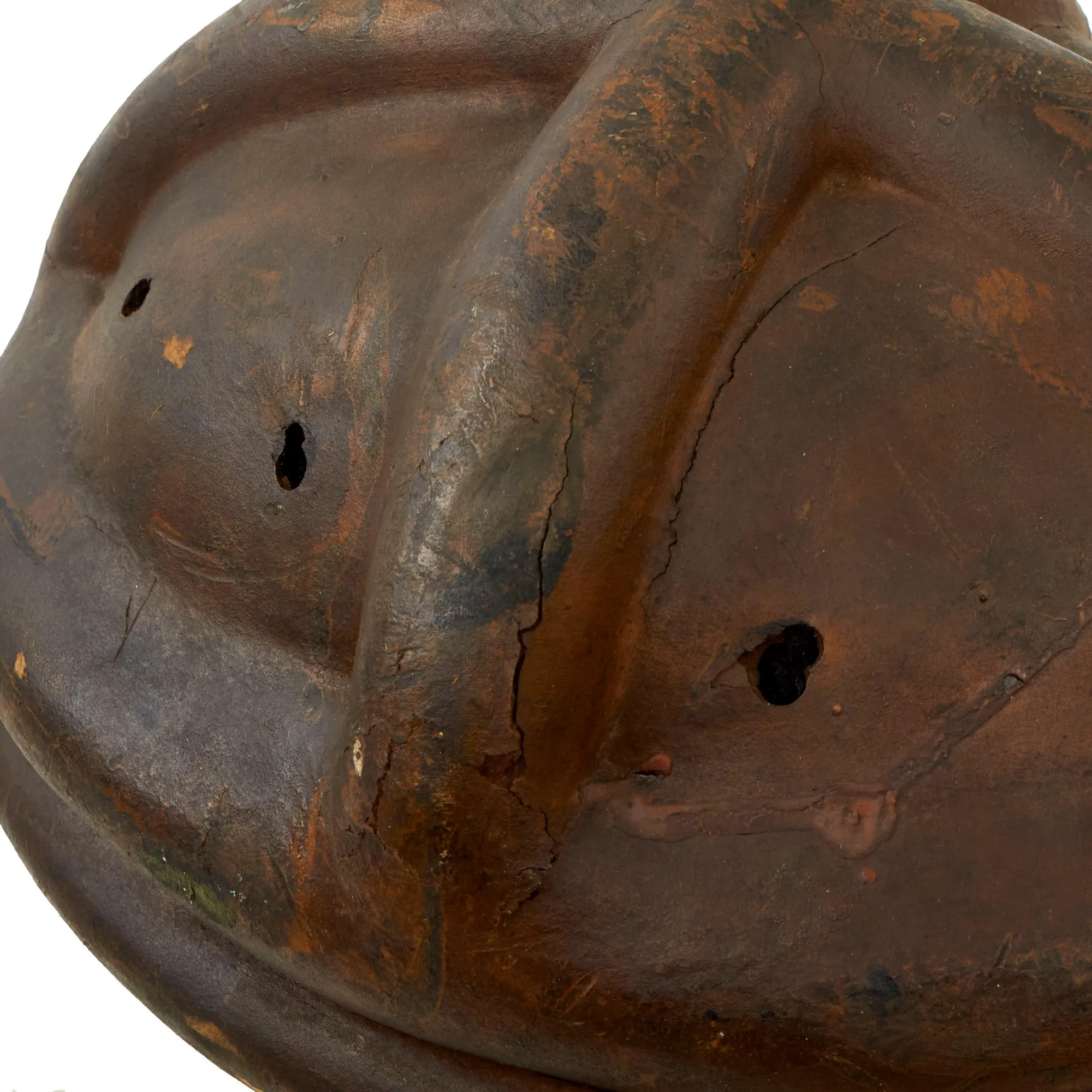 Original Imperial German WWI Panzer Tanker Lederschutzhelm Leather Crash Helmet with Neck Guard - Formerly Part of the A.A.F. Tank Museum