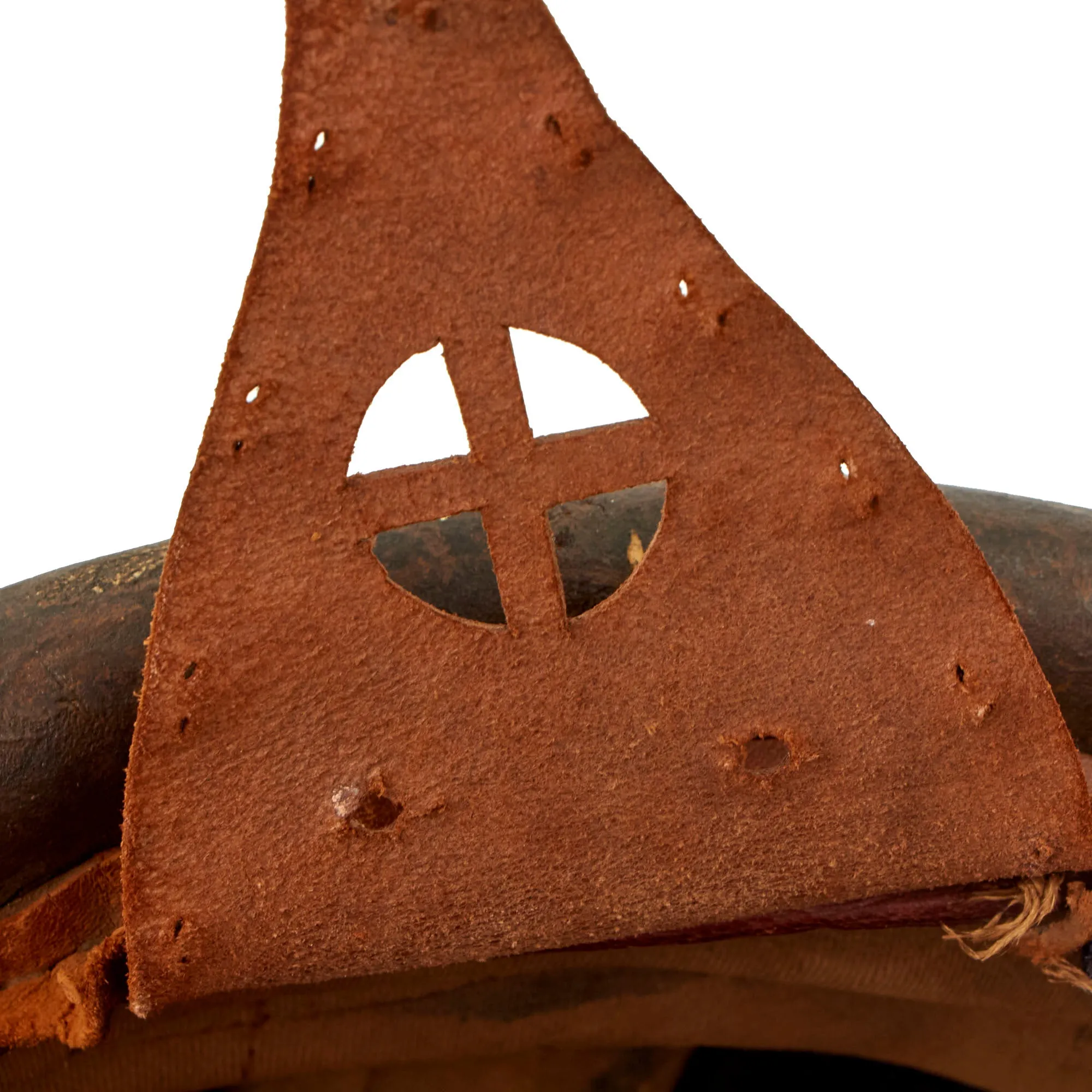 Original Imperial German WWI Panzer Tanker Lederschutzhelm Leather Crash Helmet with Neck Guard - Formerly Part of the A.A.F. Tank Museum