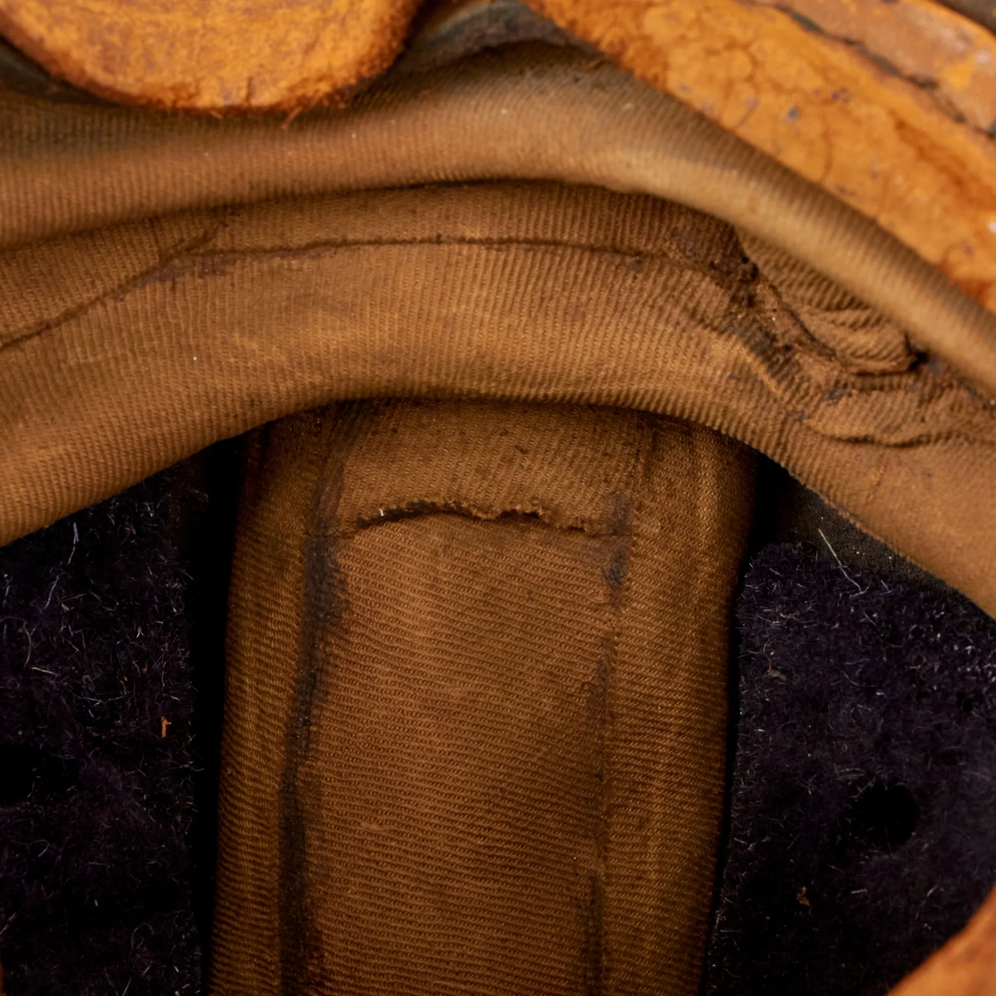 Original Imperial German WWI Panzer Tanker Lederschutzhelm Leather Crash Helmet with Neck Guard - Formerly Part of the A.A.F. Tank Museum